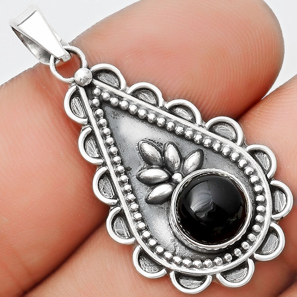 Natural Black Onyx - Brazil Pendant P-1033 SDP125472