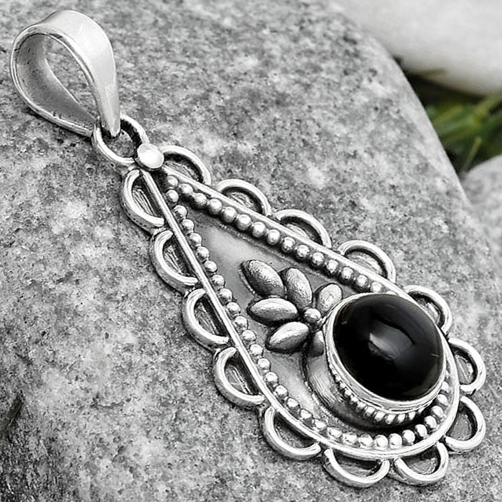 Natural Black Onyx - Brazil Pendant P-1033 SDP125472