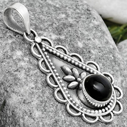 Natural Black Onyx - Brazil Pendant P-1033 SDP125472