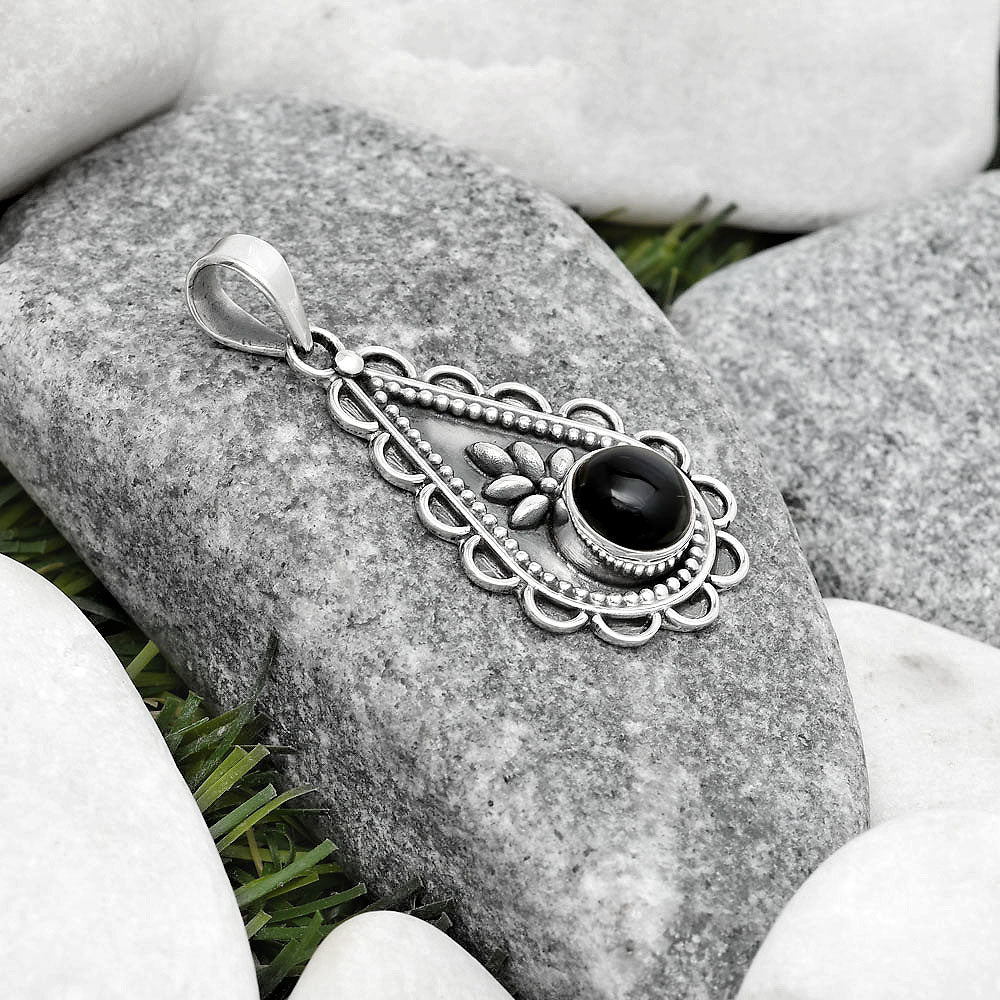 Natural Black Onyx - Brazil Pendant P-1033 SDP125472