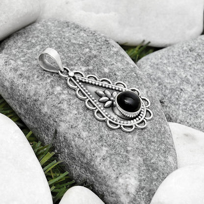 Natural Black Onyx - Brazil Pendant P-1033 SDP125472