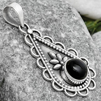 Natural Black Onyx - Brazil Pendant P-1033 SDP125475