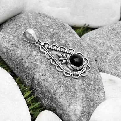 Natural Black Onyx - Brazil Pendant P-1033 SDP125475