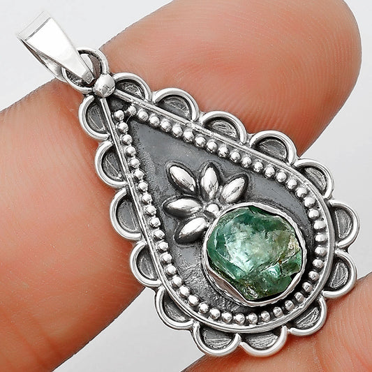 Natural Aqua Apatite Rough Madagascar Pendant P-1033 SDP125480