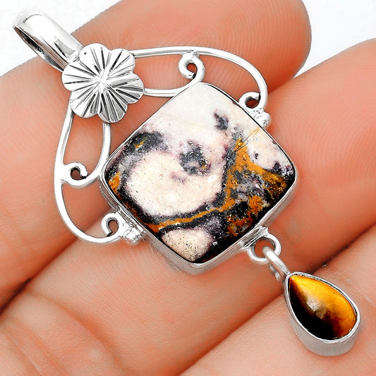 Indian Blanket Jasper & Tiger Eye Pendant P-1455 SDP125490