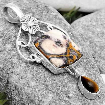 Indian Blanket Jasper & Tiger Eye Pendant P-1455 SDP125490