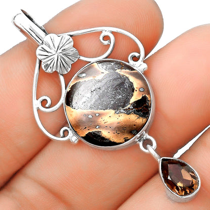 Natural Chocolate Jasper & Smoky Quartz Pendant P-1455 SDP125497