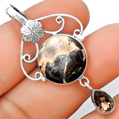 Natural Chocolate Jasper & Smoky Quartz Pendant P-1455 SDP125498