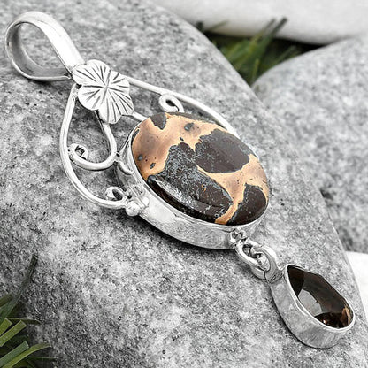 Natural Chocolate Jasper & Smoky Quartz Pendant P-1455 SDP125511