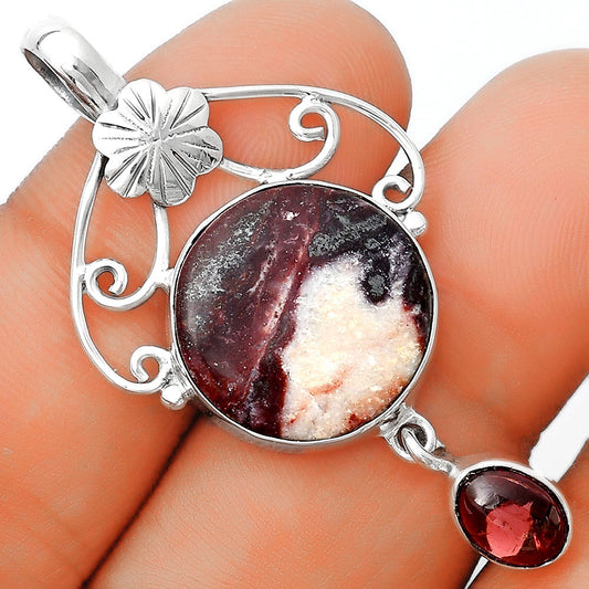 Natural Indian Blanket Jasper & Garnet Pendant P-1455 SDP125520