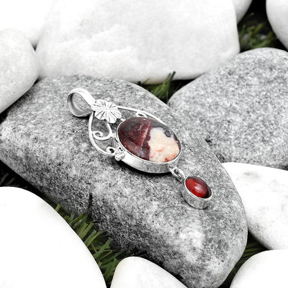 Natural Indian Blanket Jasper & Garnet Pendant P-1455 SDP125520