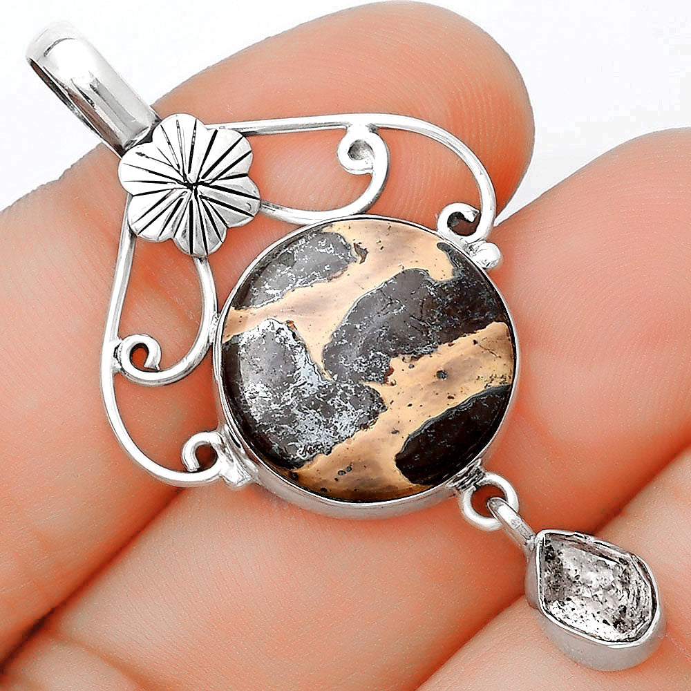 Chocolate Jasper & Herkimer Diamond Pendant P-1455 SDP125523