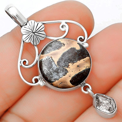 Chocolate Jasper & Herkimer Diamond Pendant P-1455 SDP125523