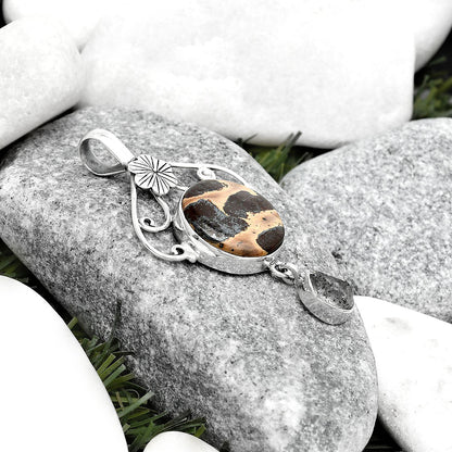 Chocolate Jasper & Herkimer Diamond Pendant P-1455 SDP125523