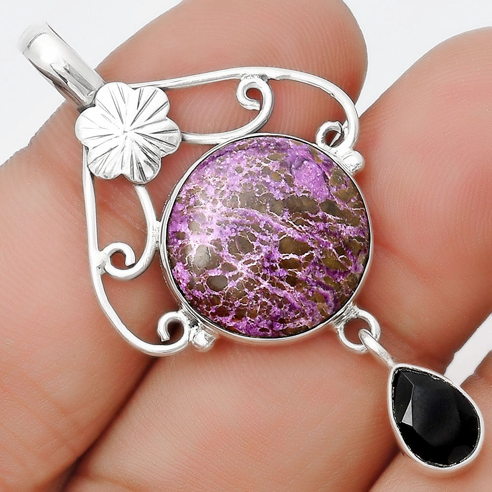 Purpurite - South Africa & Black Onyx Pendant P-1455 SDP125524