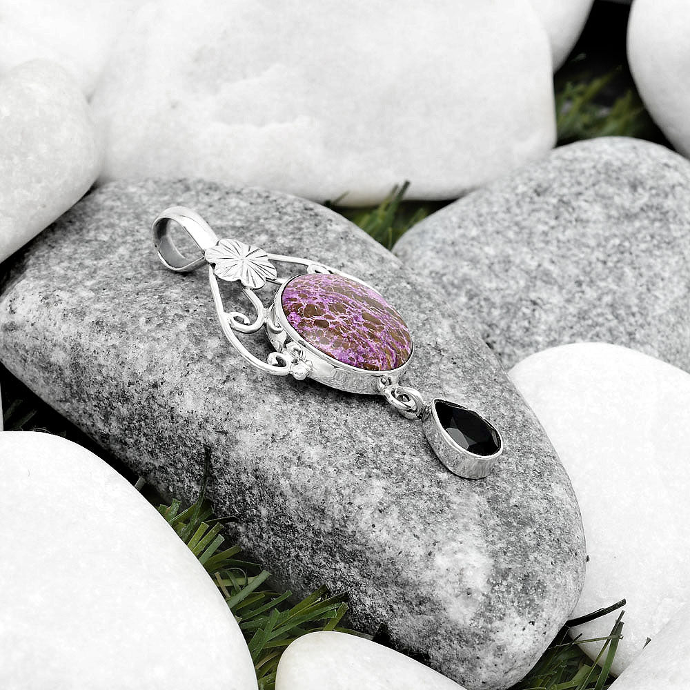 Purpurite - South Africa & Black Onyx Pendant P-1455 SDP125524