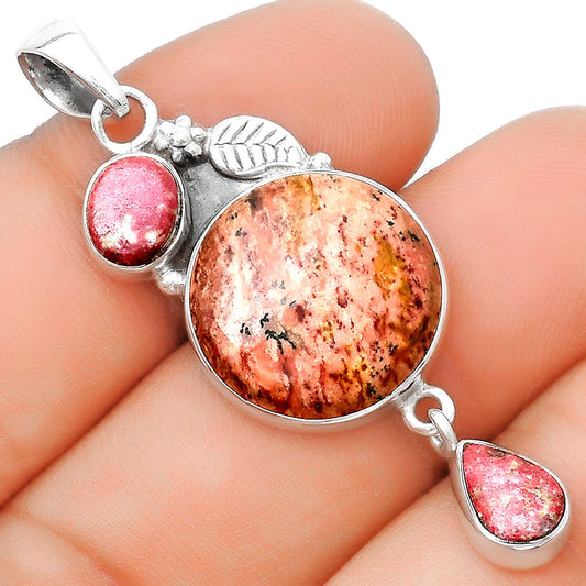 Russian Honey Dendrite Opal & Pink Thulite Pendant P-1414 SDP125534