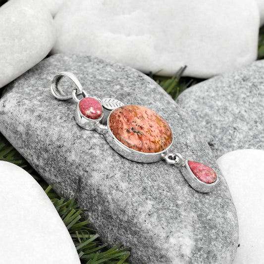 Russian Honey Dendrite Opal & Pink Thulite Pendant P-1414 SDP125534