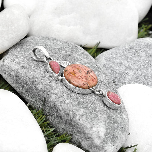 Russian Honey Dendrite Opal & Pink Thulite Pendant P-1414 SDP125537