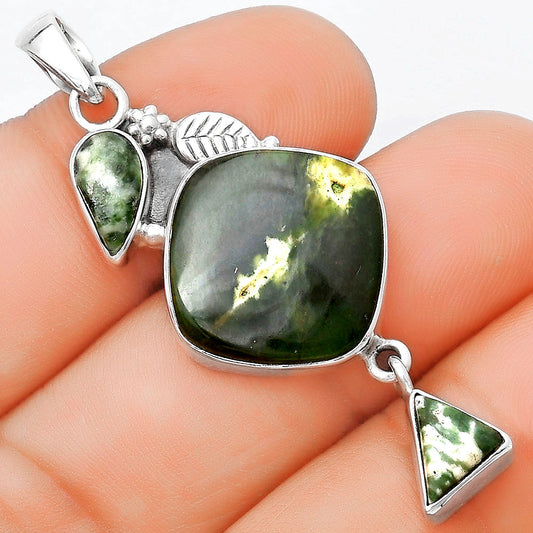 Natural Chrome Chalcedony & Dioptase Pendant P-1414 SDP125540