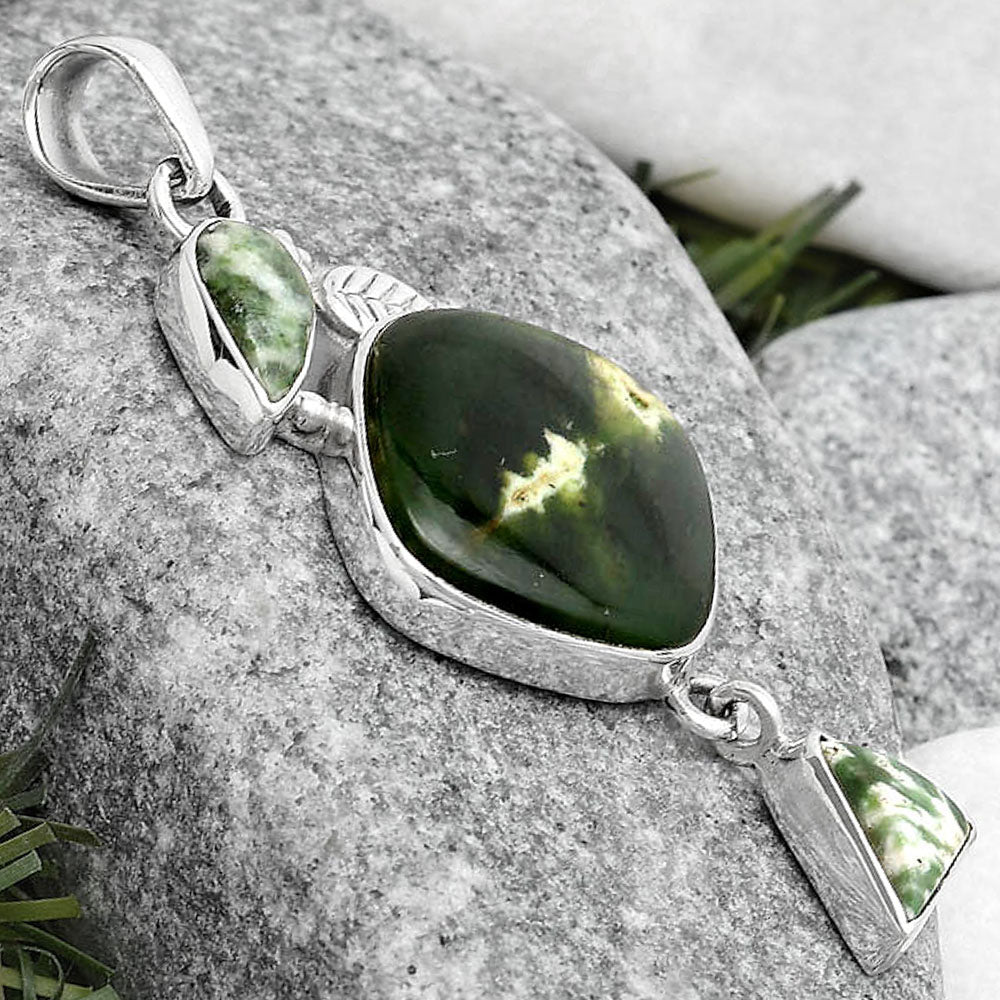 Natural Chrome Chalcedony & Dioptase Pendant P-1414 SDP125540