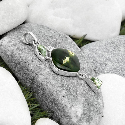 Natural Chrome Chalcedony & Dioptase Pendant P-1414 SDP125540