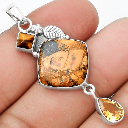 Maligano Jasper, Citrine & Tiger Eye Pendant P-1414 SDP125544