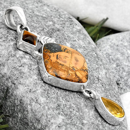 Maligano Jasper, Citrine & Tiger Eye Pendant P-1414 SDP125544