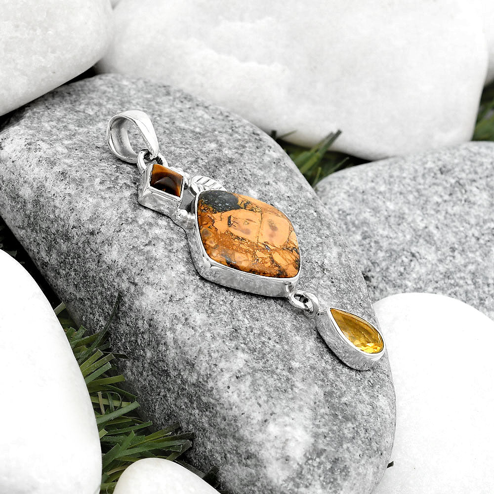 Maligano Jasper, Citrine & Tiger Eye Pendant P-1414 SDP125544