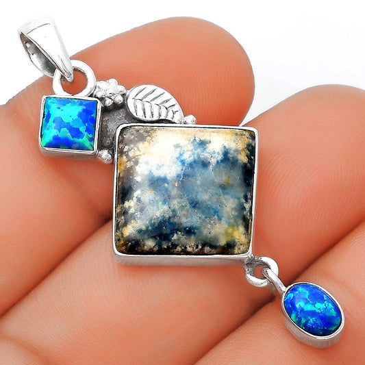 Blue Scheelite - Turkey & Fire Opal Pendant P-1414 SDP125552
