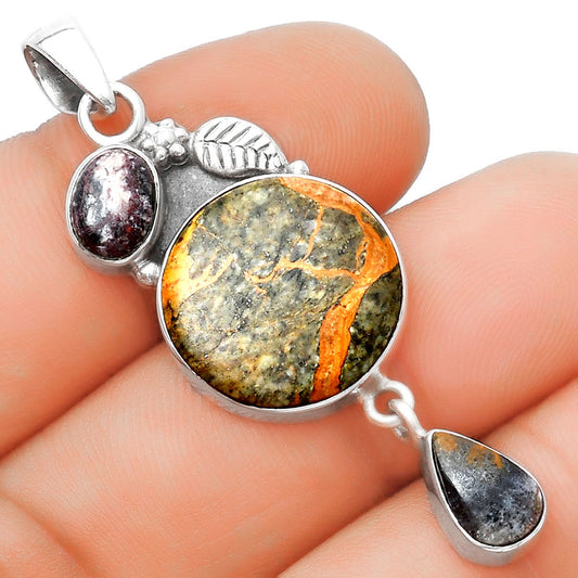 Moroccan Yellow Jacket Jasper & Indian Blanket Jasper Pendant P-1414 SDP125558