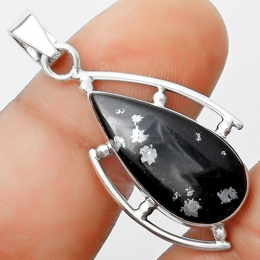 Natural Snow Flake Obsidian Pendant P-1274 SDP125594