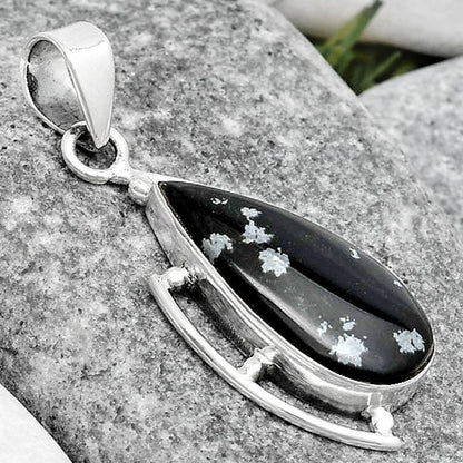 Natural Snow Flake Obsidian Pendant P-1274 SDP125594