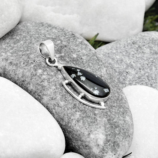 Natural Snow Flake Obsidian Pendant P-1274 SDP125594