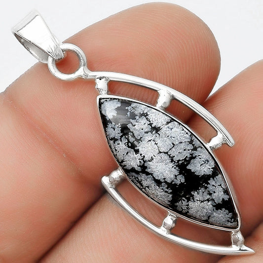 Natural Snow Flake Obsidian Pendant P-1274 SDP125596