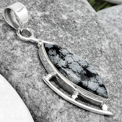 Natural Snow Flake Obsidian Pendant P-1274 SDP125596