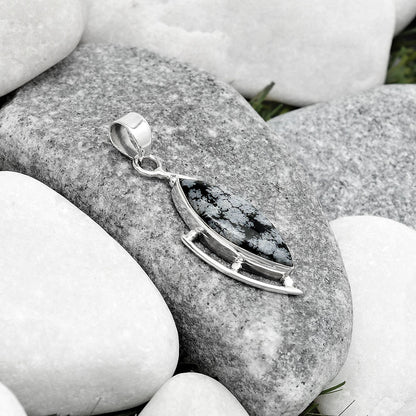 Natural Snow Flake Obsidian Pendant P-1274 SDP125596