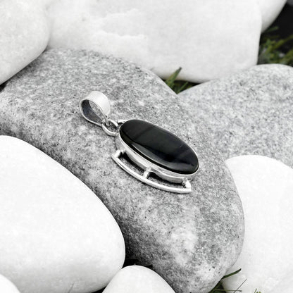 Natural Black Lace Obsidian Pendant P-1274 SDP125603
