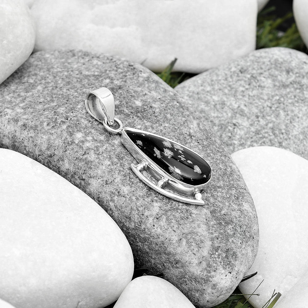 Natural Snow Flake Obsidian Pendant P-1274 SDP125608
