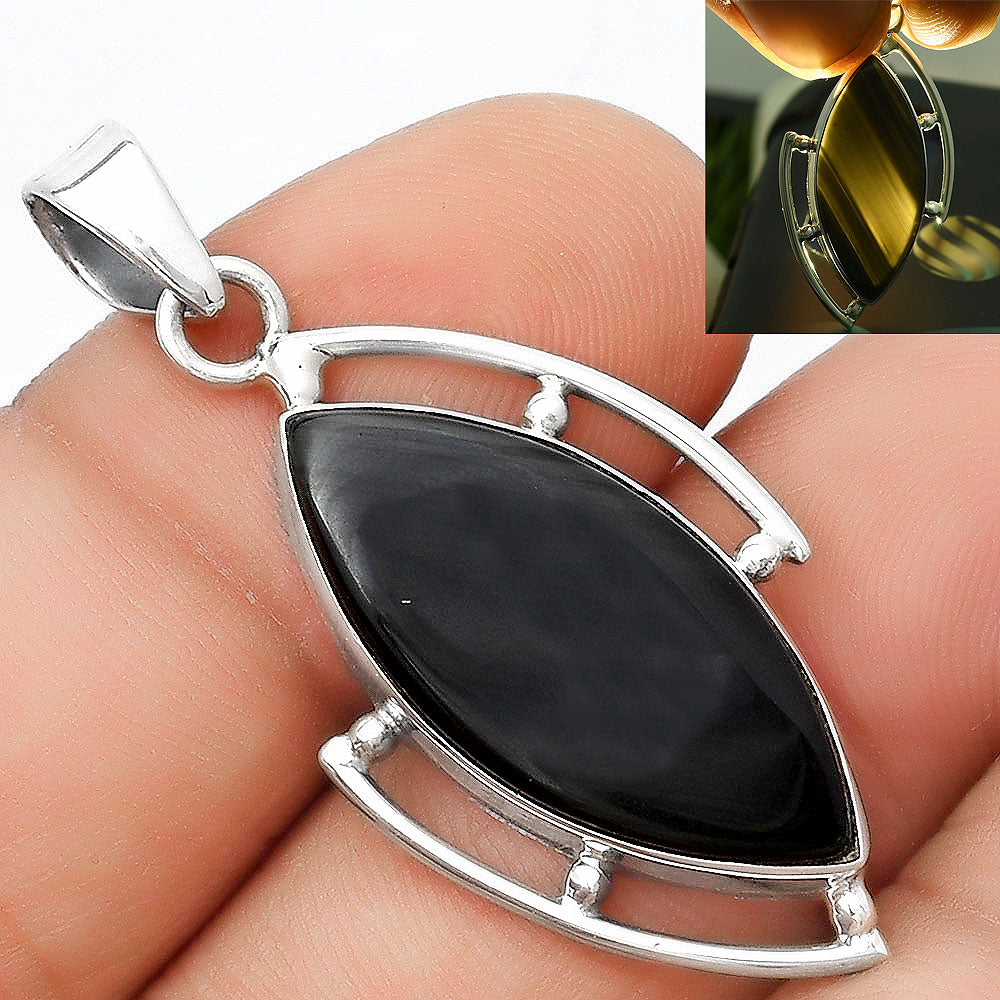 Natural Black Lace Obsidian Pendant P-1274 SDP125610