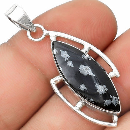 Natural Snow Flake Obsidian Pendant P-1274 SDP125614