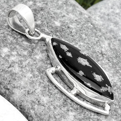 Natural Snow Flake Obsidian Pendant P-1274 SDP125614