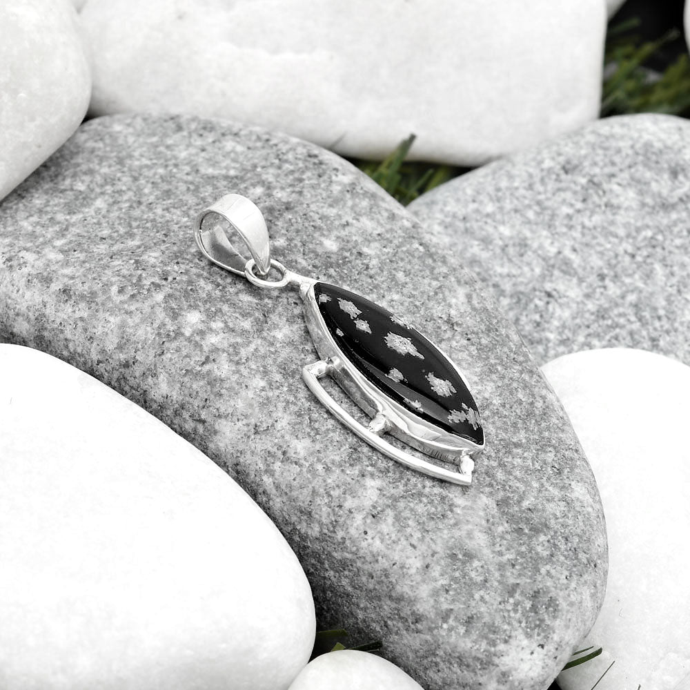 Natural Snow Flake Obsidian Pendant P-1274 SDP125614