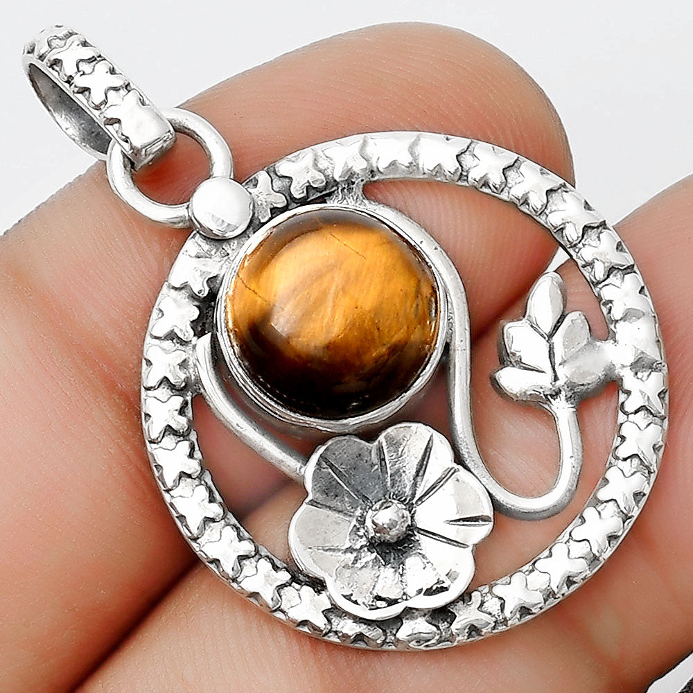 Floral - Natural Tiger Eye - Africa Pendant P-1615 SDP125762