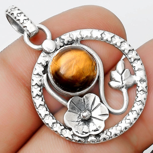 Floral - Natural Tiger Eye - Africa Pendant P-1615 SDP125762