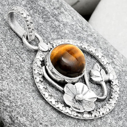 Floral - Natural Tiger Eye - Africa Pendant P-1615 SDP125762