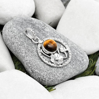 Floral - Natural Tiger Eye - Africa Pendant P-1615 SDP125762