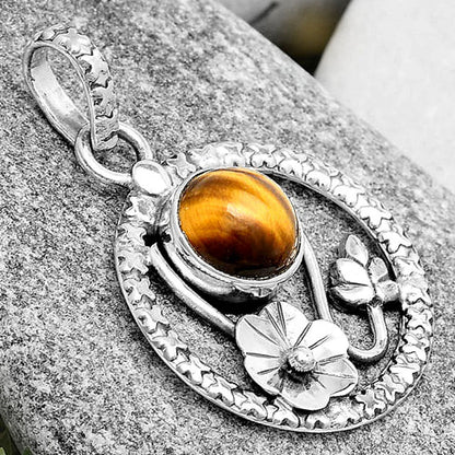 Floral - Natural Tiger Eye - Africa Pendant P-1615 SDP125763