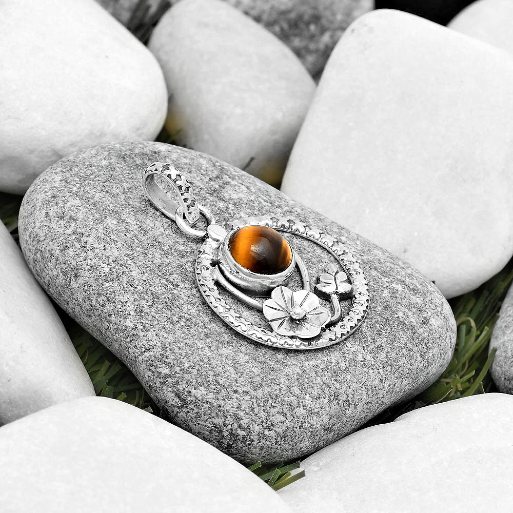 Floral - Natural Tiger Eye - Africa Pendant P-1615 SDP125769