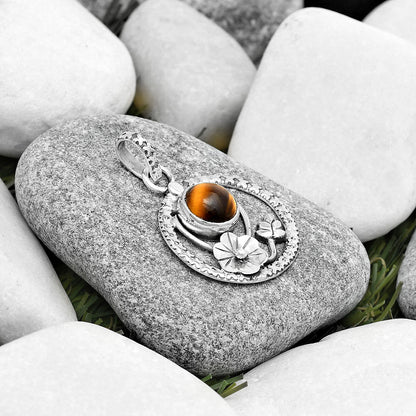 Floral - Natural Tiger Eye - Africa Pendant P-1615 SDP125769